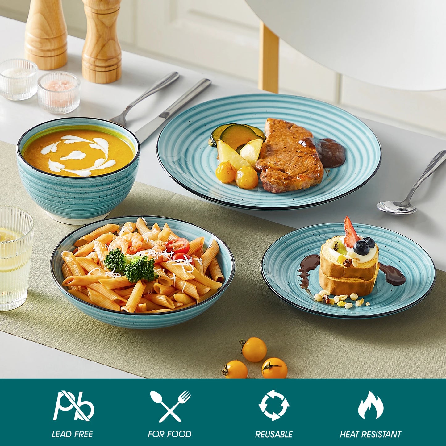 MALACASA Ceramic Dinnerware Set