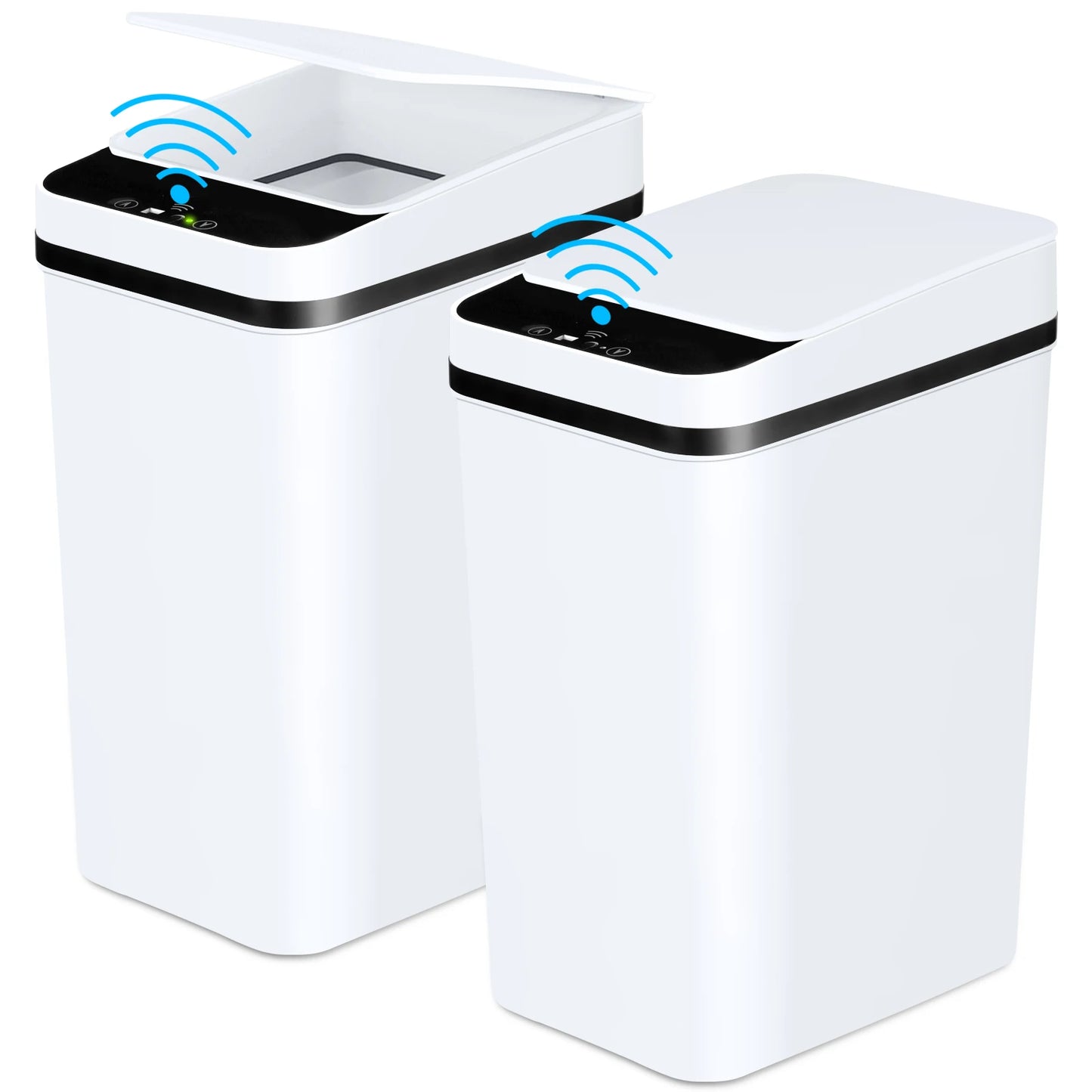 Two Pack 12L Touchless Motion Sensor Trash Cans With Lids