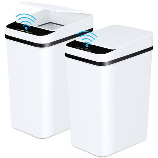 Two Pack 12L Touchless Motion Sensor Trash Cans With Lids