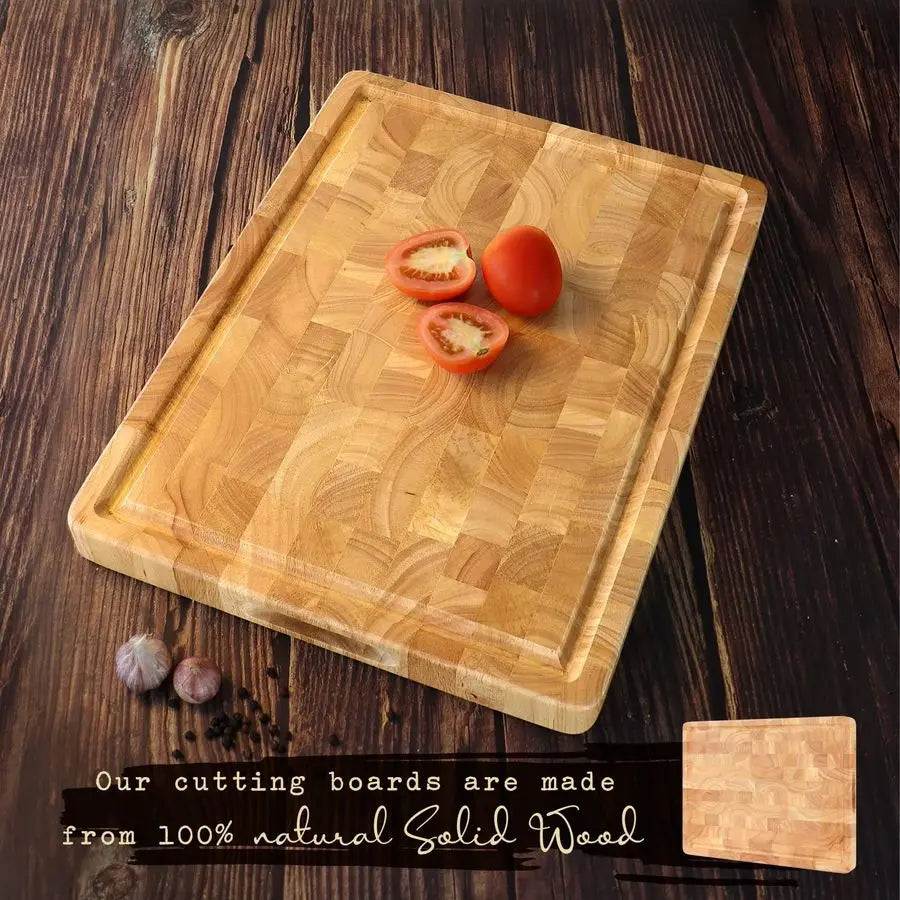 End Grain Bamboo Cutting Board With Juice Groove Reversible