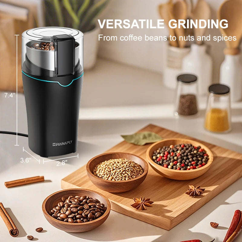 KIRAINAFLY Professional Coffee Grinder With Stainless Steel Cup