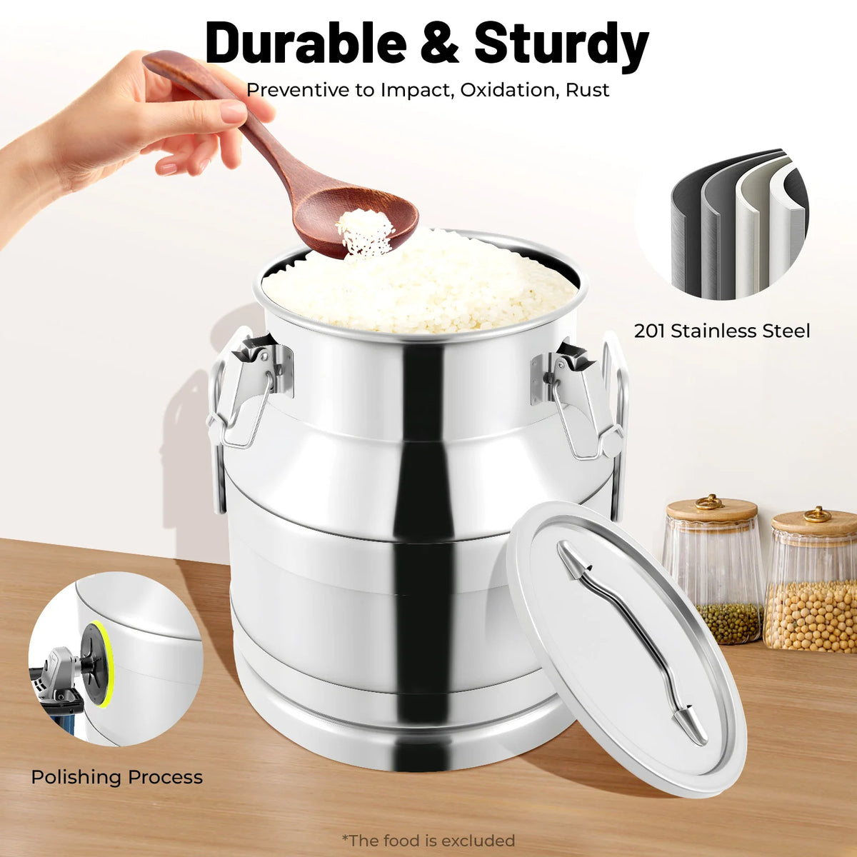 Airtight Stainless Steel Milk Can With Dual Handles