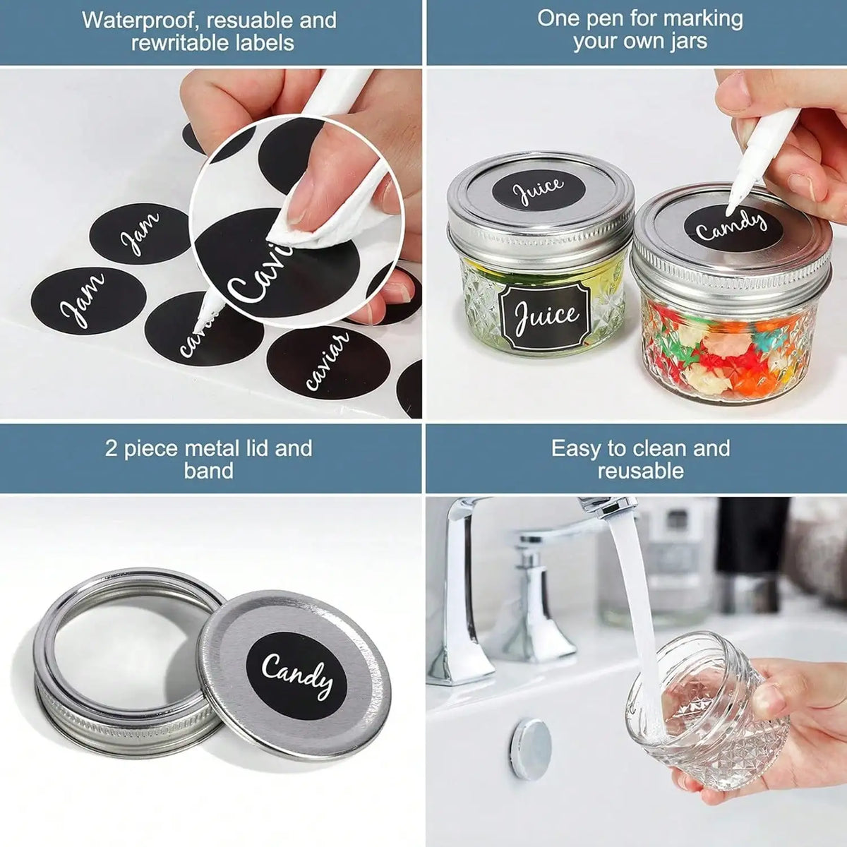 Quilted Glass Mason Jars With Split Lids For Canning