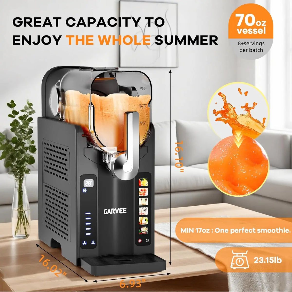 Acekool No Ice Slushie Maker With Quiet Compressor