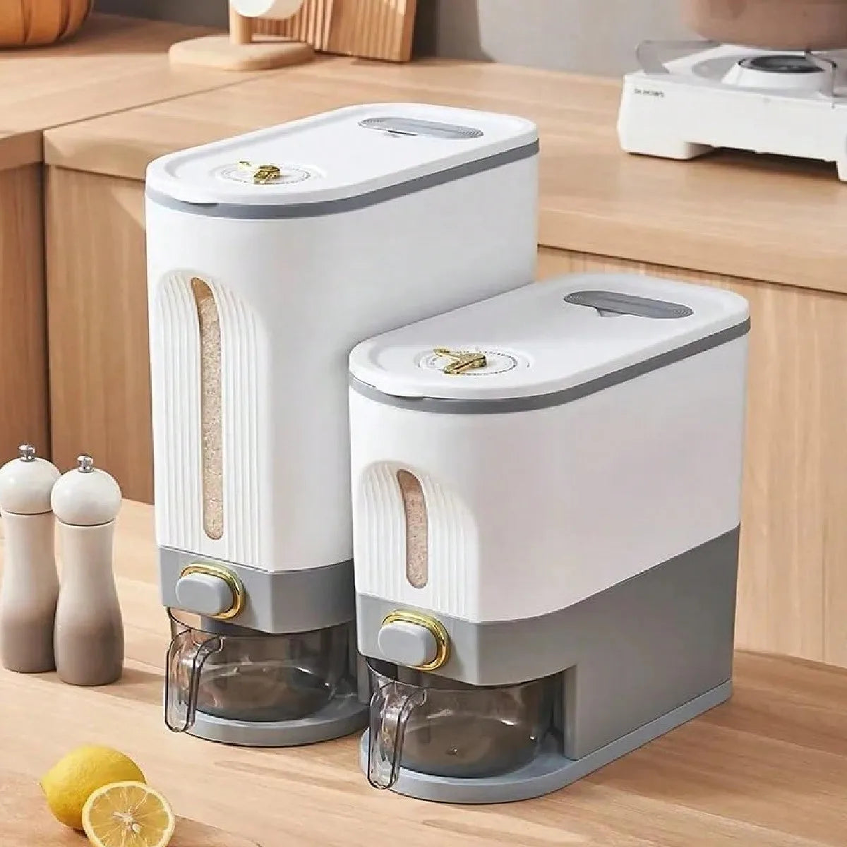 Airtight Rice Dispenser Storage Container With Measuring Cup