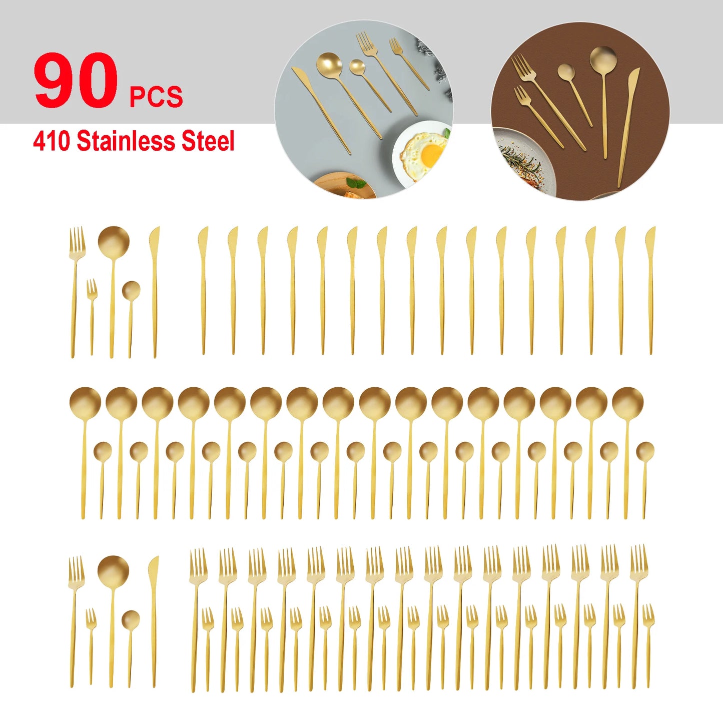 90-Piece 420 Stainless Steel Flatware Set Heavy Duty