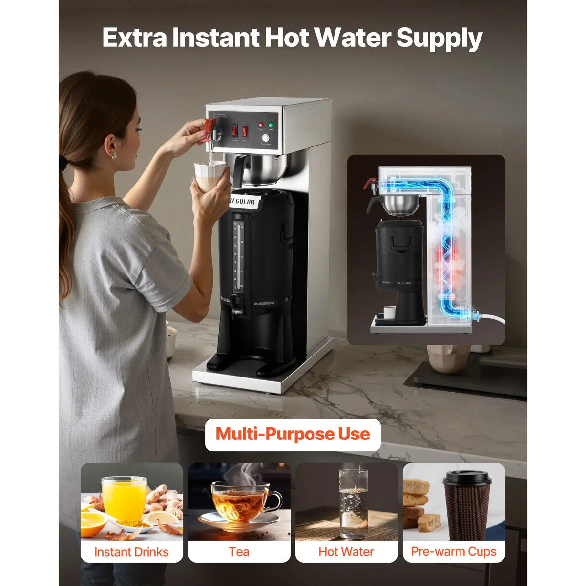 Commercial Drip Coffee Maker With Thermal Carafe And Auto Fill