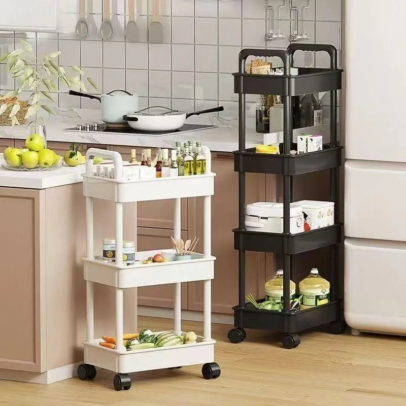 Rolling Five Tier Kitchen Storage Cart With Swivel Wheels