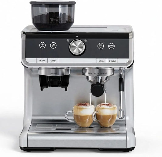 Espresso Machine With Conical Burr Grinder And Milk Frother