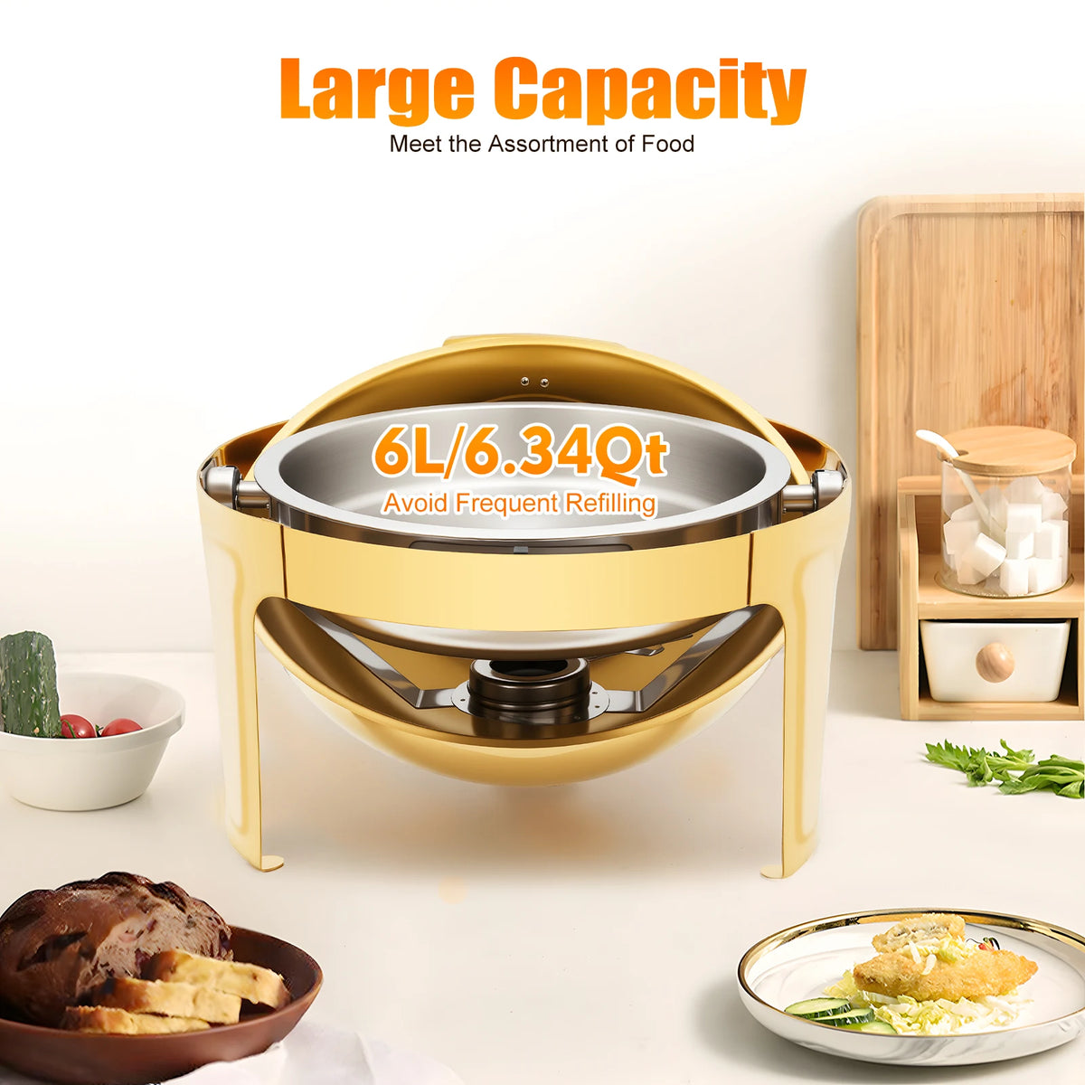 Bymaocar Round Chafing Dish Buffet Food Warmer