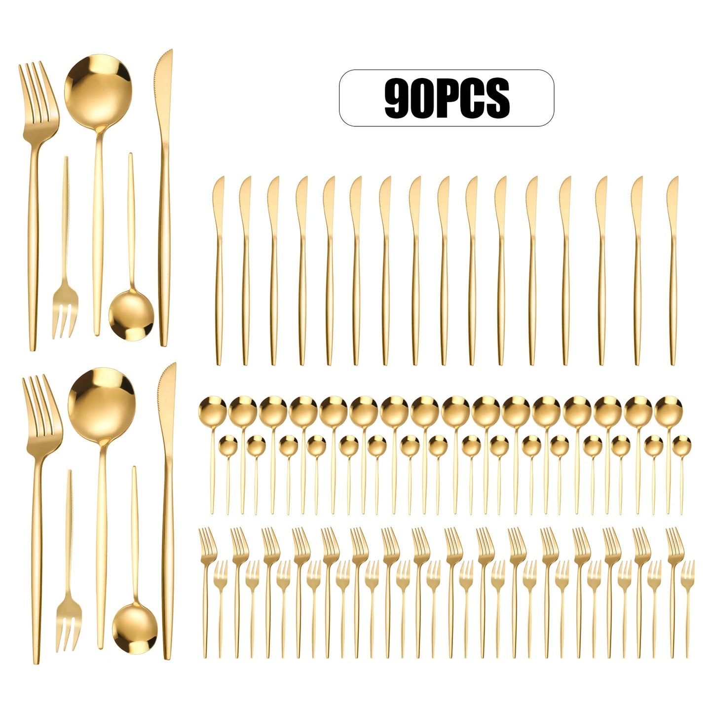 90-Piece 420 Stainless Steel Flatware Set Heavy Duty
