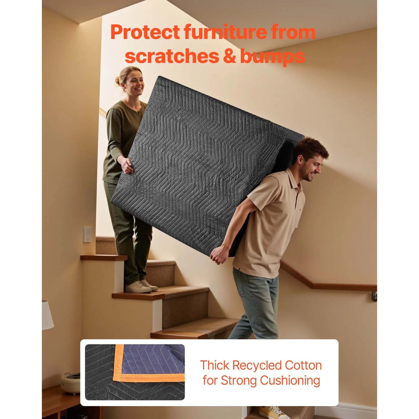 SucceBuy Moving Blanket 6 And 12 Pack Nonwoven Cotton Filling
