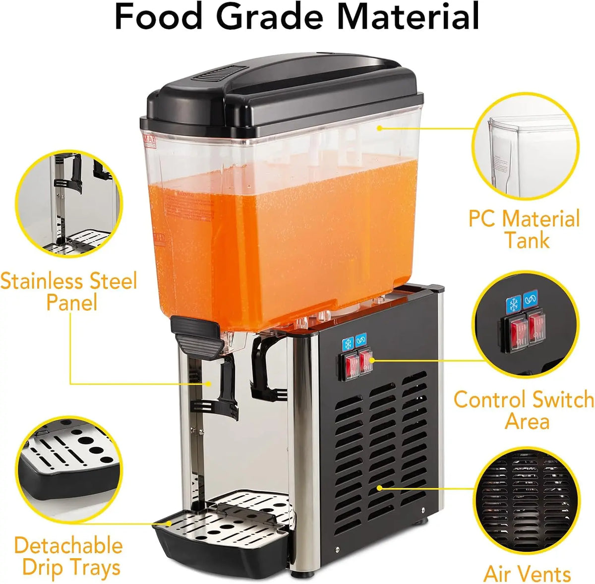 Tacleekii Commercial Stainless Steel Beverage Dispenser With Thermostat