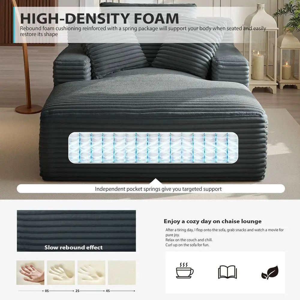 Corduroy Upholstered Chaise Lounge Chair Indoor Use