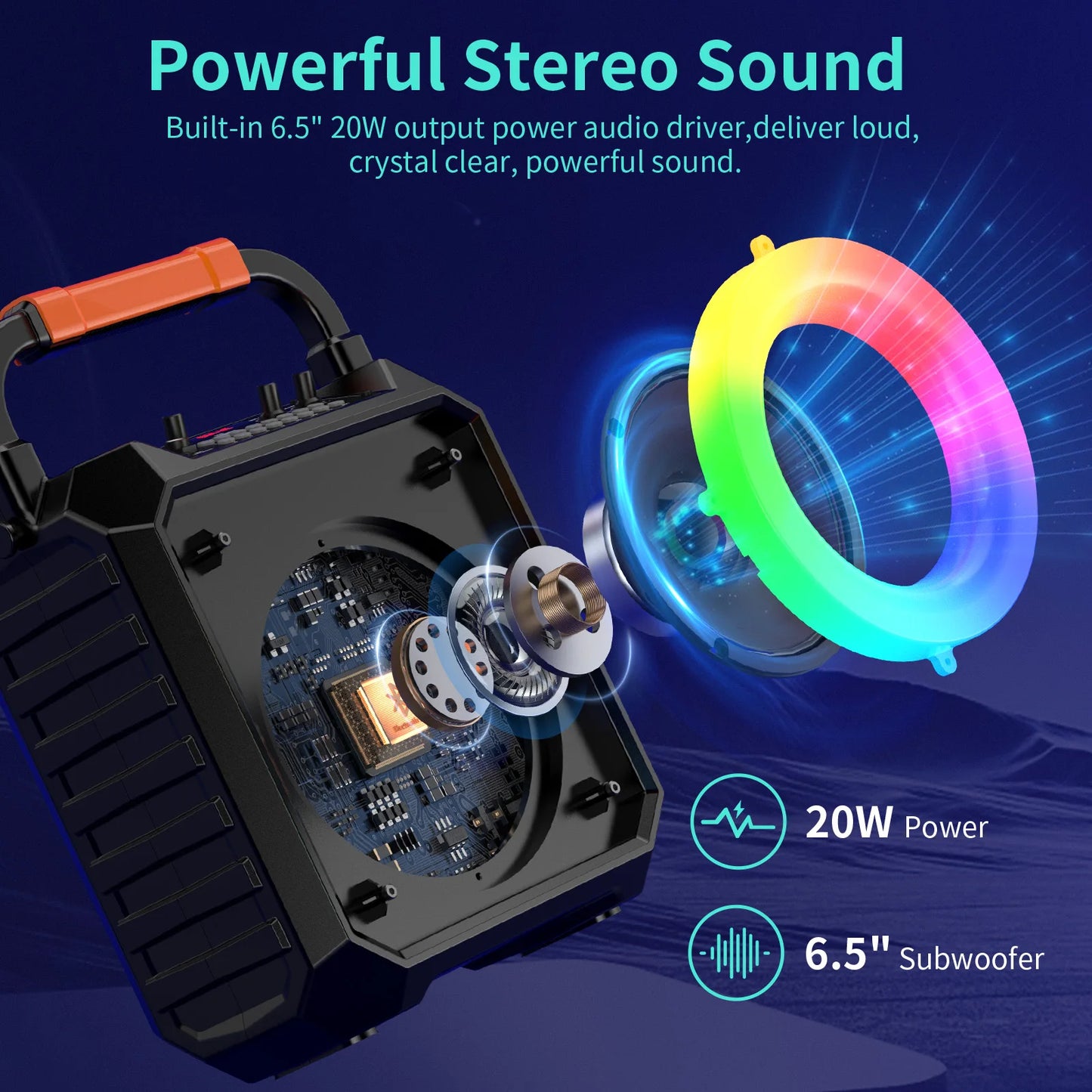 FanFun T17-T Wireless Bluetooth Karaoke Speaker With Microphones LED
