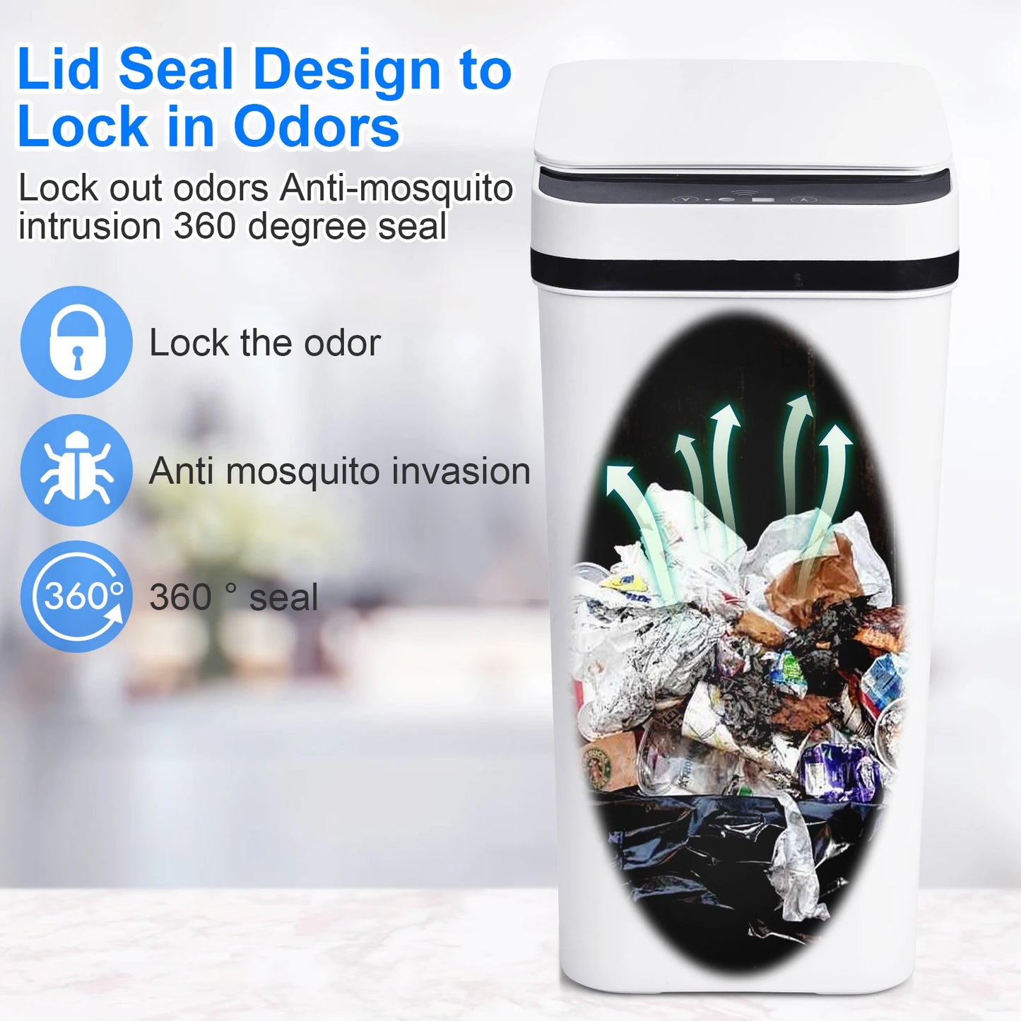Two Pack 12L Touchless Motion Sensor Trash Cans With Lids