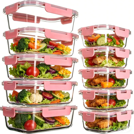 Glass Meal Prep Containers With Airtight Snap Lids