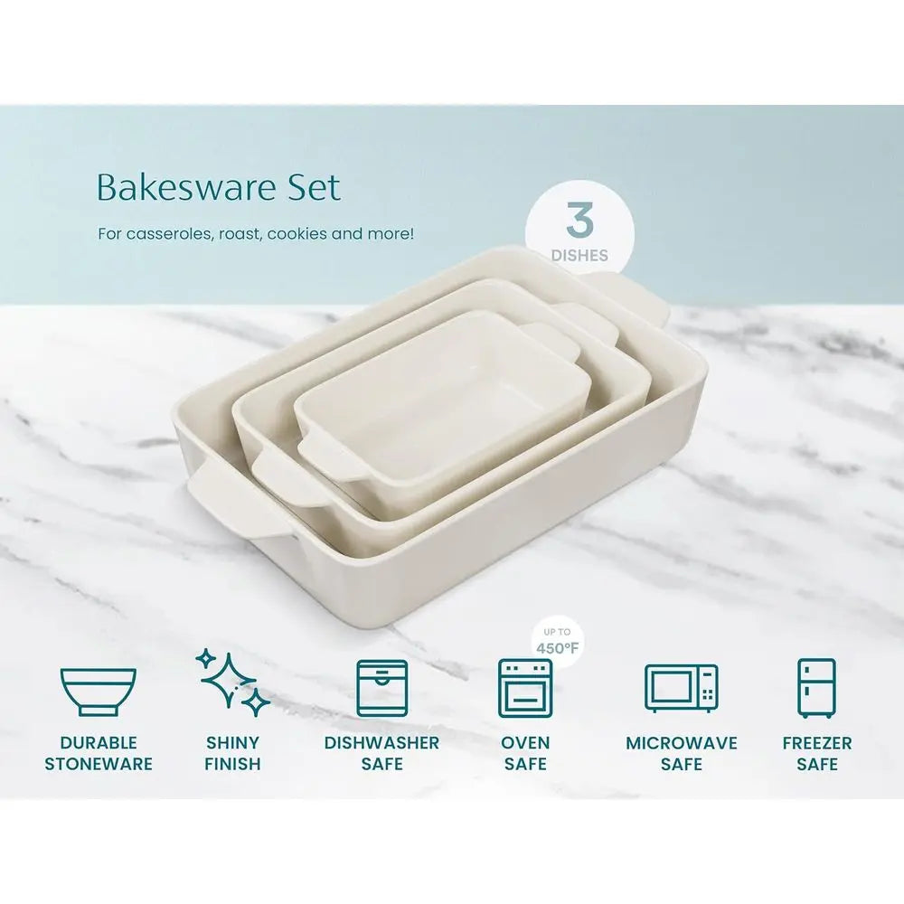 Three Piece Stainless Steel Bakeware Set Microwave And Dishwasher Safe