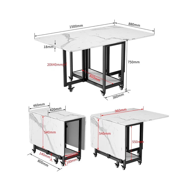 XMSJ Italian Luxury Folding Dining Table Modern Design