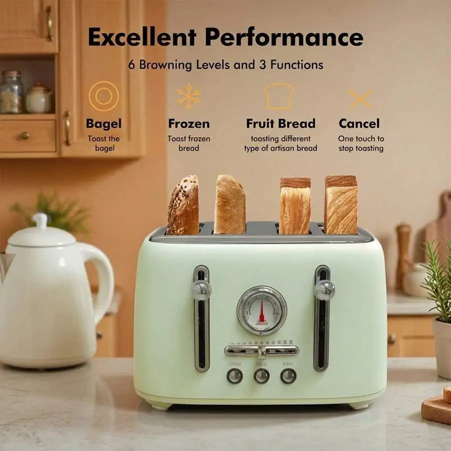 XMSJ Stainless Steel Retro Toaster Bagel Defrost