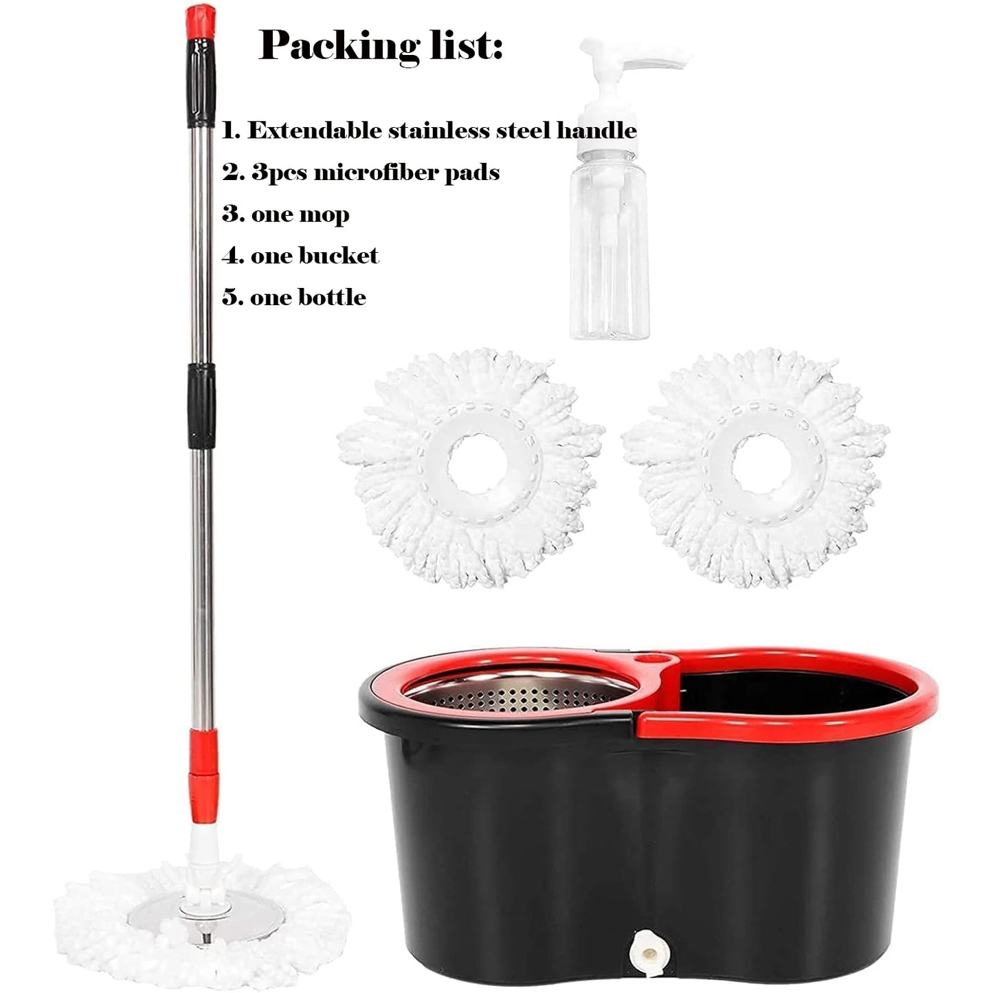 360 Spin Mop Bucket Set With Wring System Stainless Basket