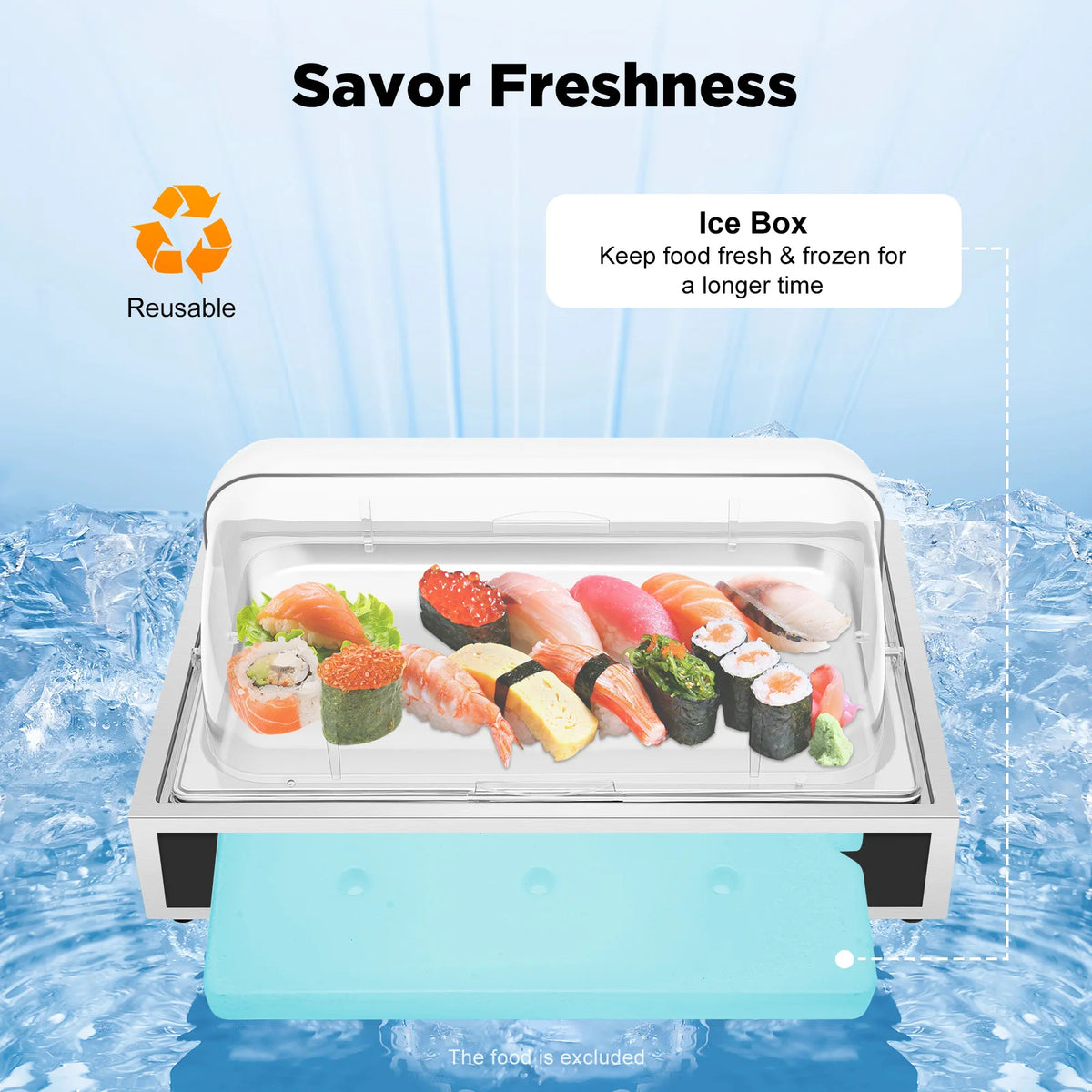Bymaocar Stainless Steel Food Serving Tray With Clear Lid