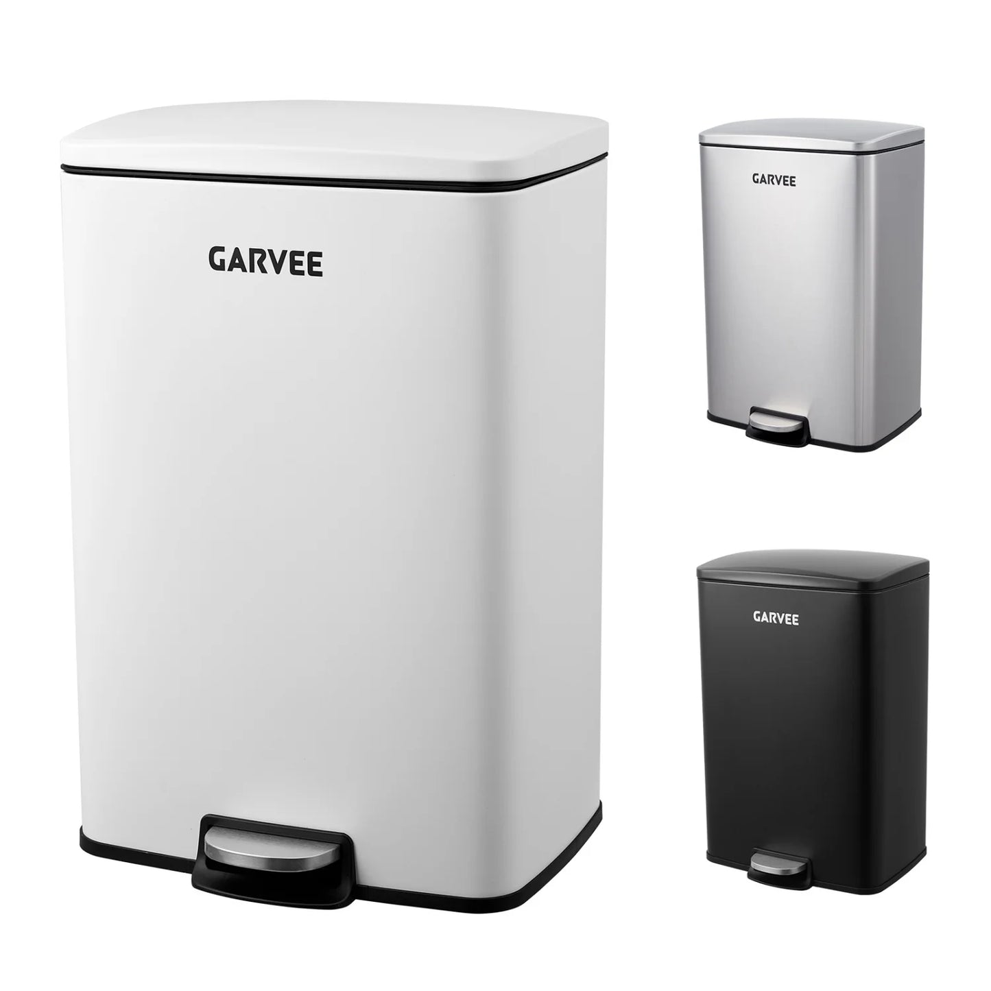 HiMISS Step On Kitchen Trash Can Stainless Steel With Soft Close Lid