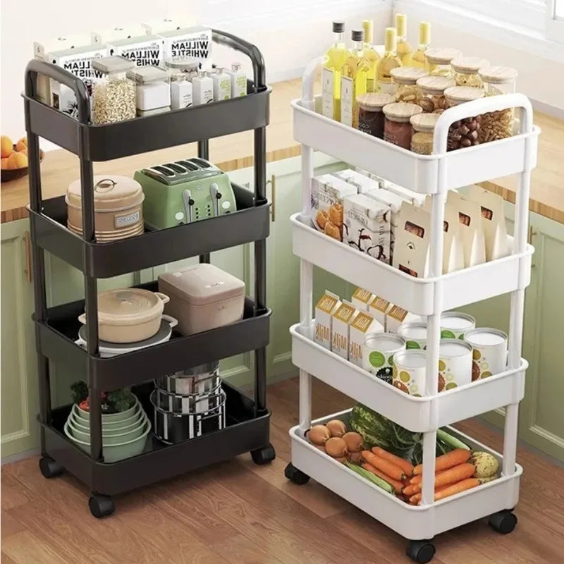 Rolling Five Tier Kitchen Storage Cart With Swivel Wheels