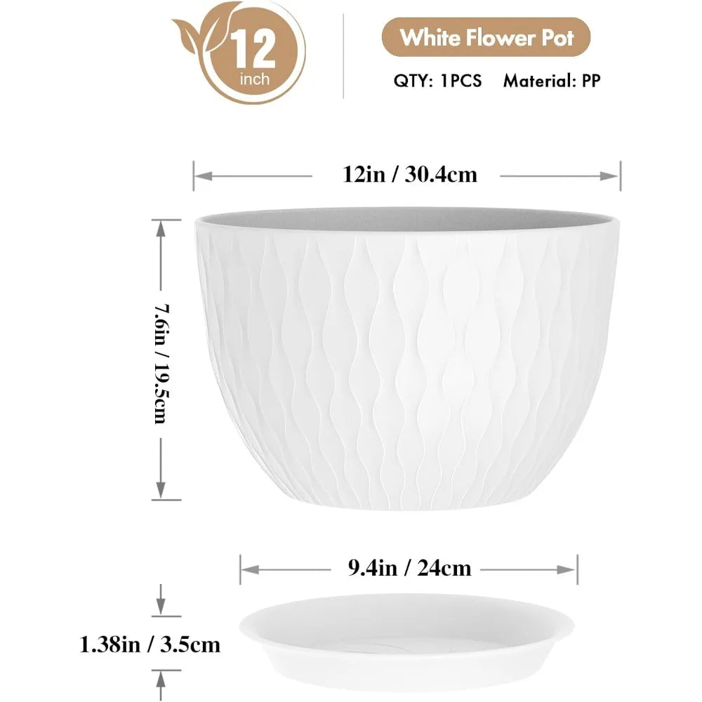 NBVCX Large Plant Pots With Drainage Holes And Saucer