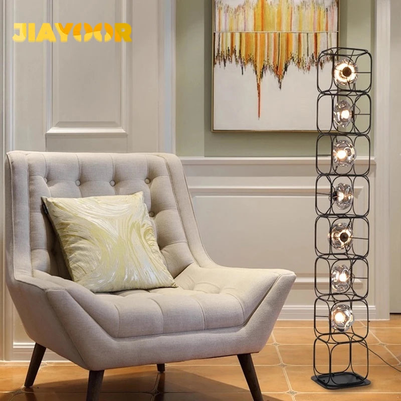 JIAYOOR LED Metal Floor Lamp Chrome Finish Modern Bauhaus Style