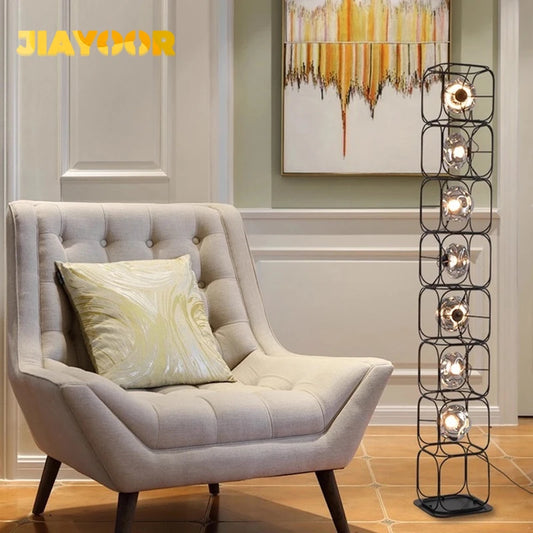 JIAYOOR LED Metal Floor Lamp Chrome Finish Modern Bauhaus Style