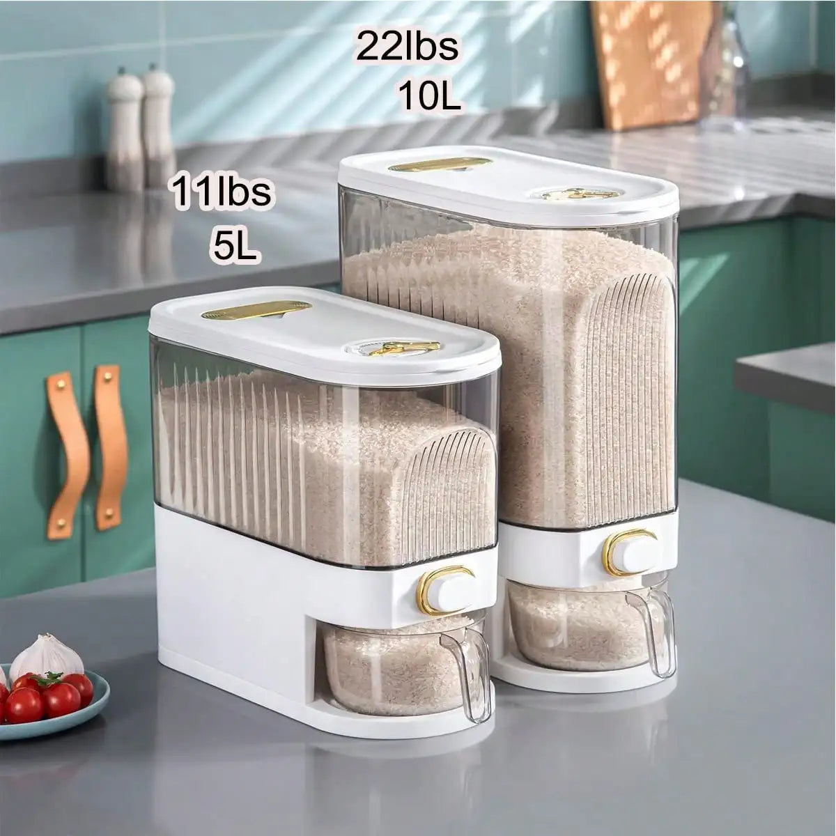 Airtight Rice Dispenser Storage Container With Measuring Cup
