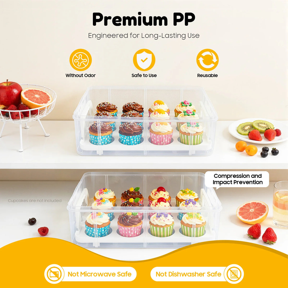 Four Tier Cupcake Carrier With Snap Lock Lid And Handle