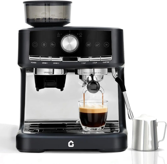 Espresso Machine With Grinder And Steam Wand, 20 Bar Pressure