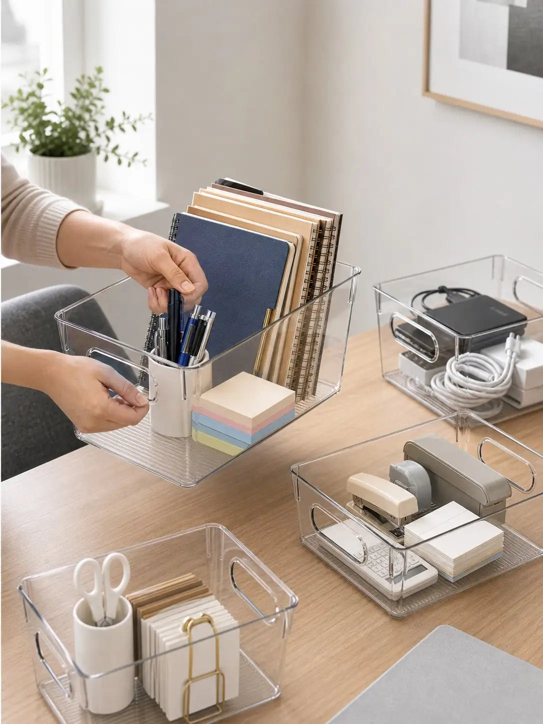 Clear Plastic Storage Bins With Handles For Pantry Organization