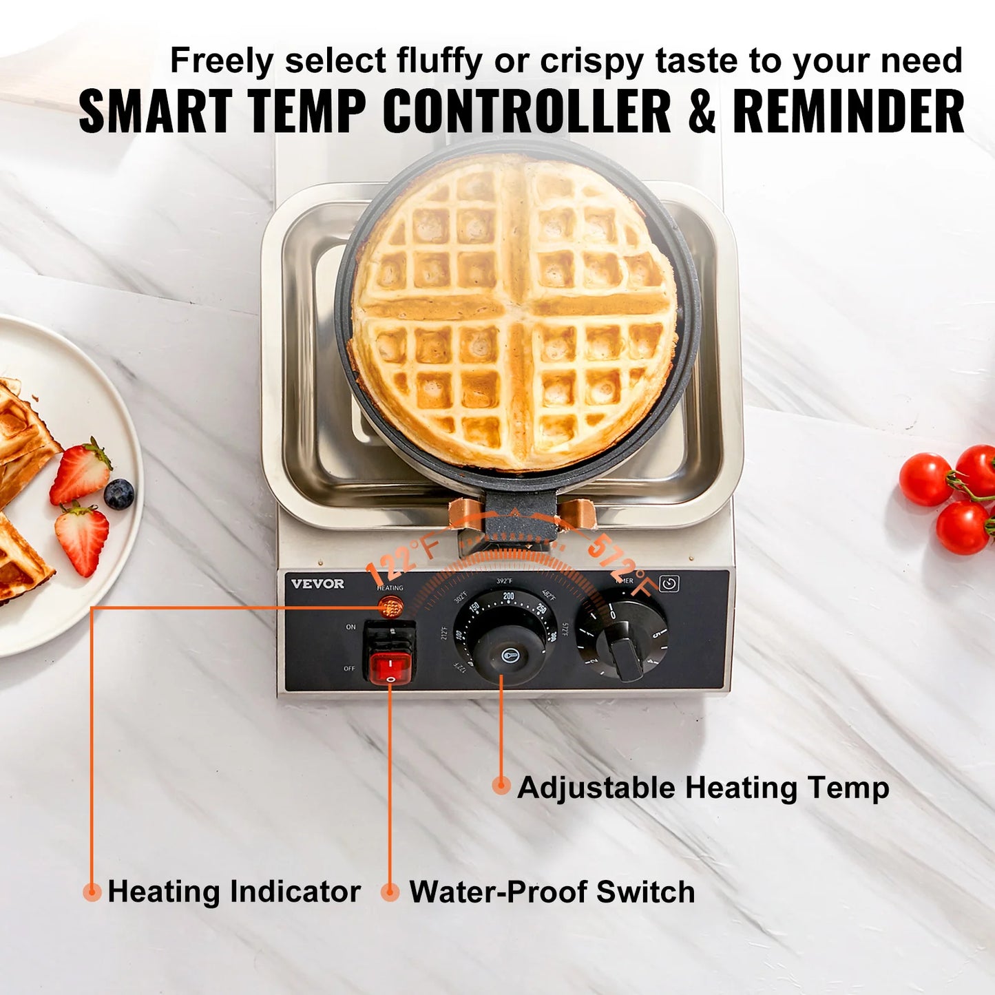 VEVOR SucceBuy Electric Waffle Maker Nonstick Stainless Steel