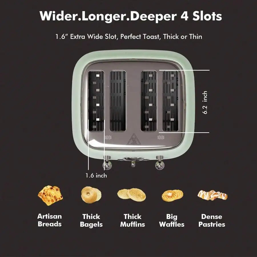 XMSJ Stainless Steel Retro Toaster Bagel Defrost