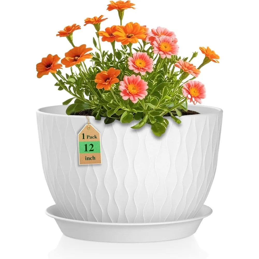 NBVCX Large Plant Pots With Drainage Holes And Saucer