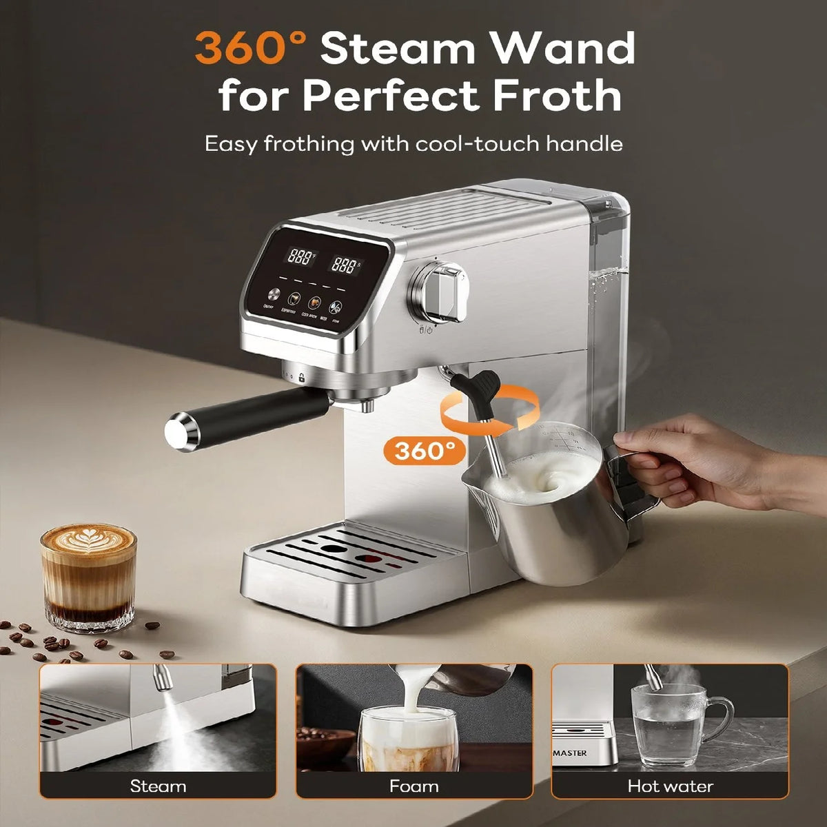 Espresso Maker With Milk Frother And Touchscreen