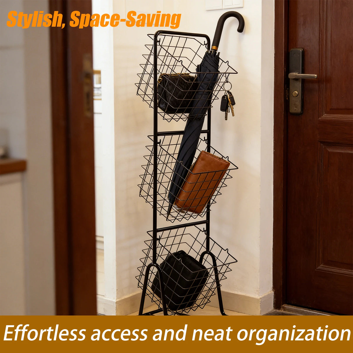 ATUOTIN Three Tier Storage Rack With Removable Baskets