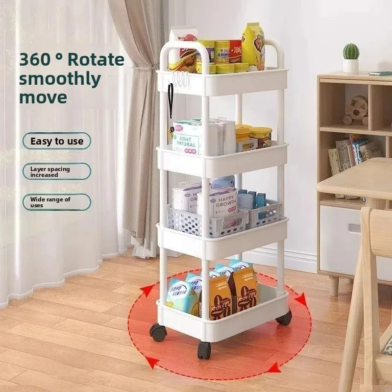 Rolling Five Tier Kitchen Storage Cart With Swivel Wheels