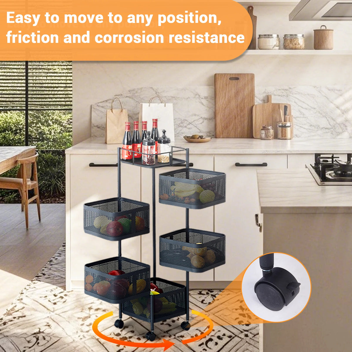 HobbyLane Rotating Vegetable Storage Rack With Wheels