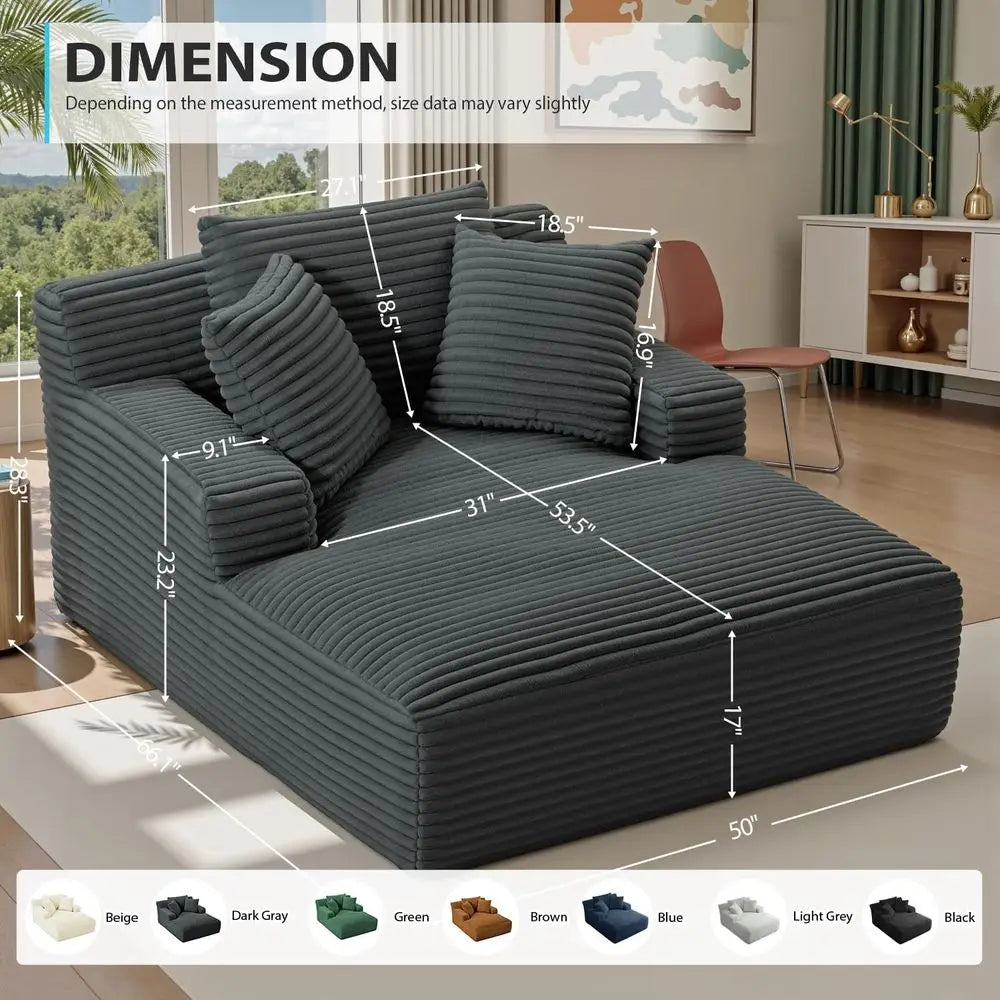 Corduroy Chaise Lounge Chair Indoor Sleeper Sofa For Reading