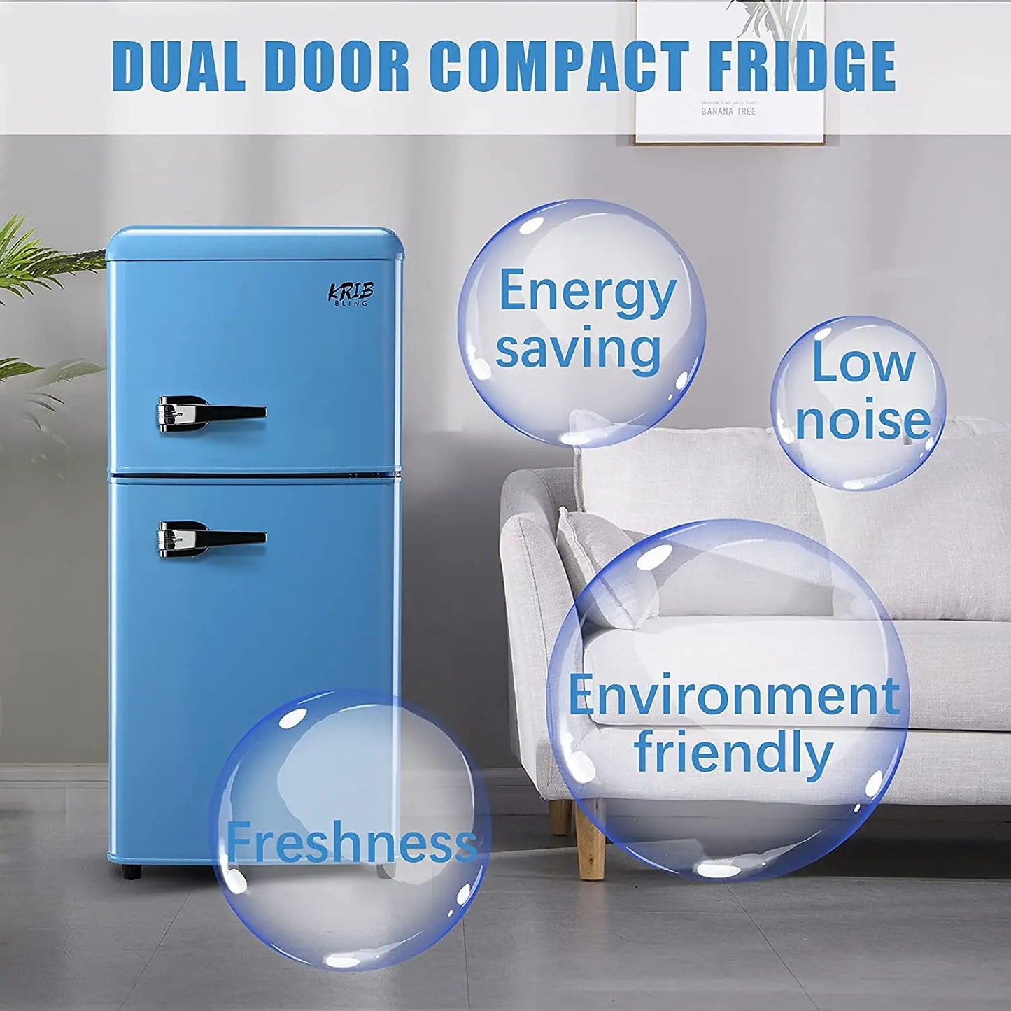 Krib Bling 3.2 Cu Ft Double Door Compact Refrigerator