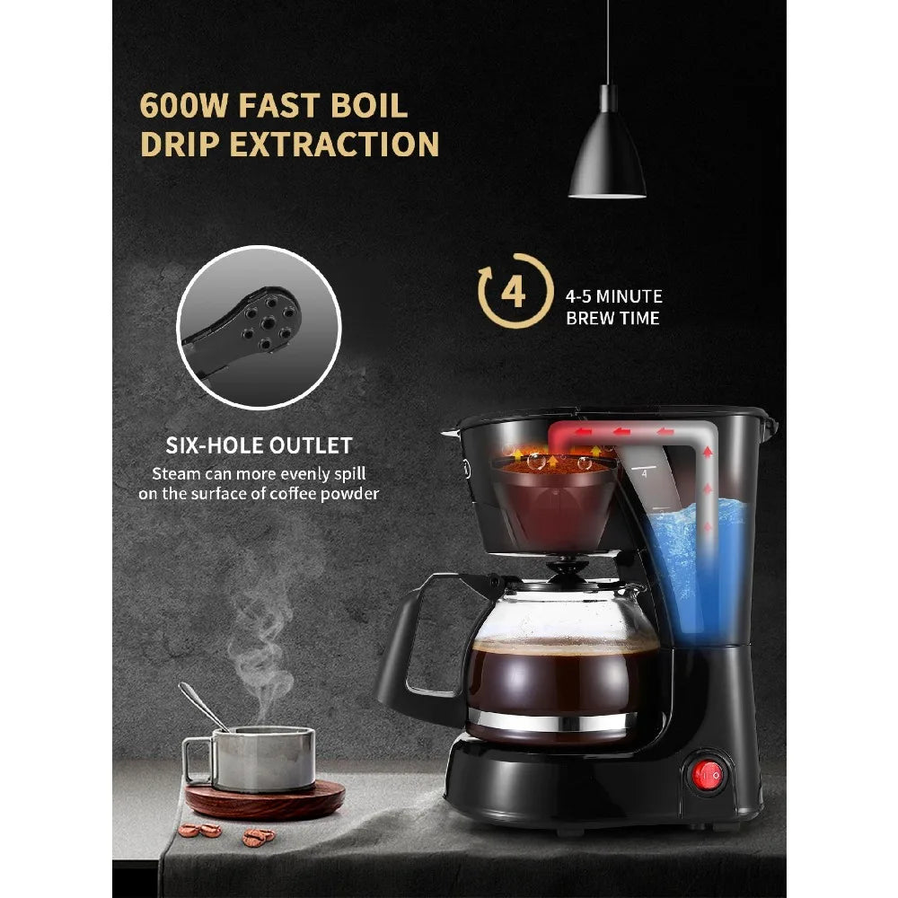 Gevi Compact Coffee Maker With Reusable Filter And Warming Plate