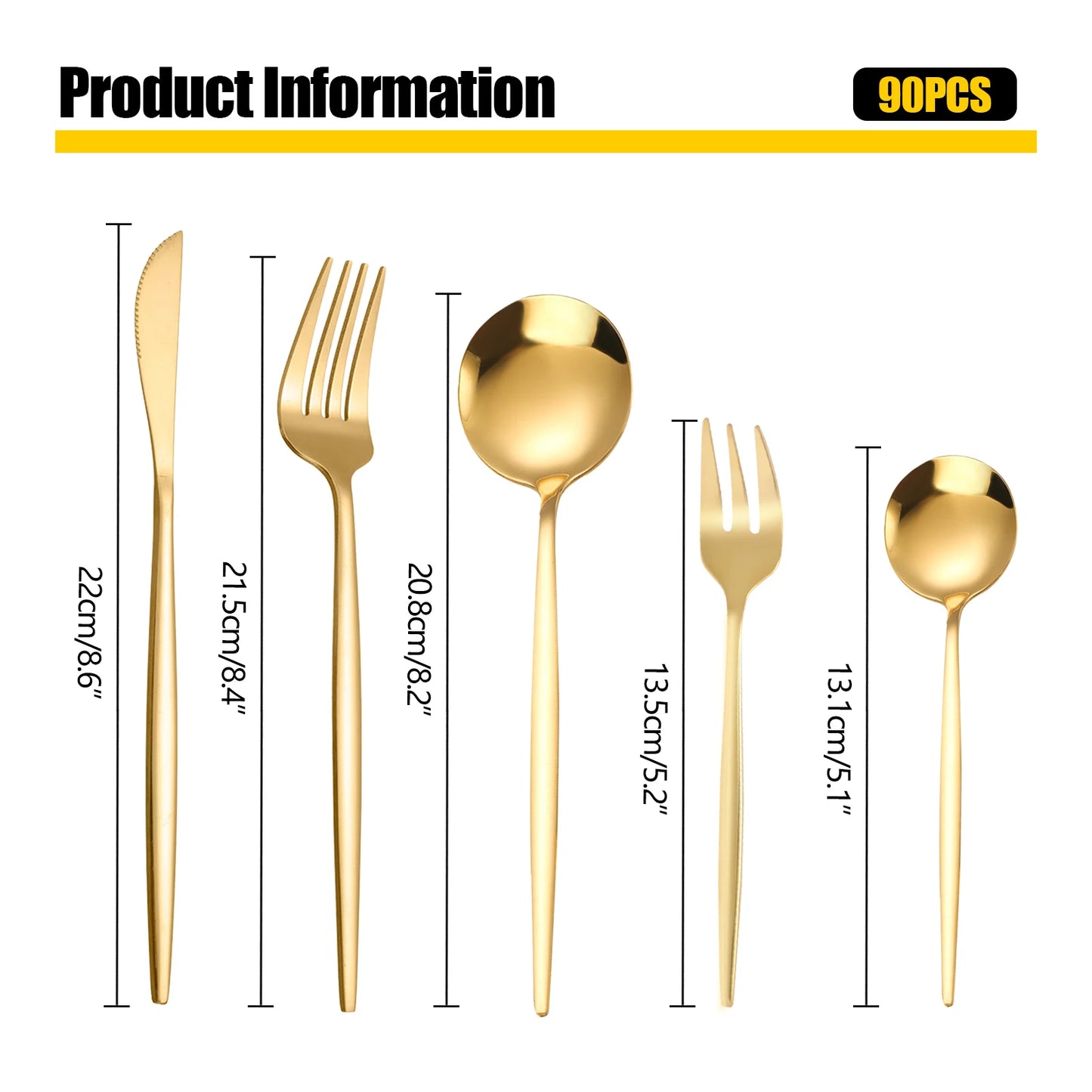 90-Piece 420 Stainless Steel Flatware Set Heavy Duty