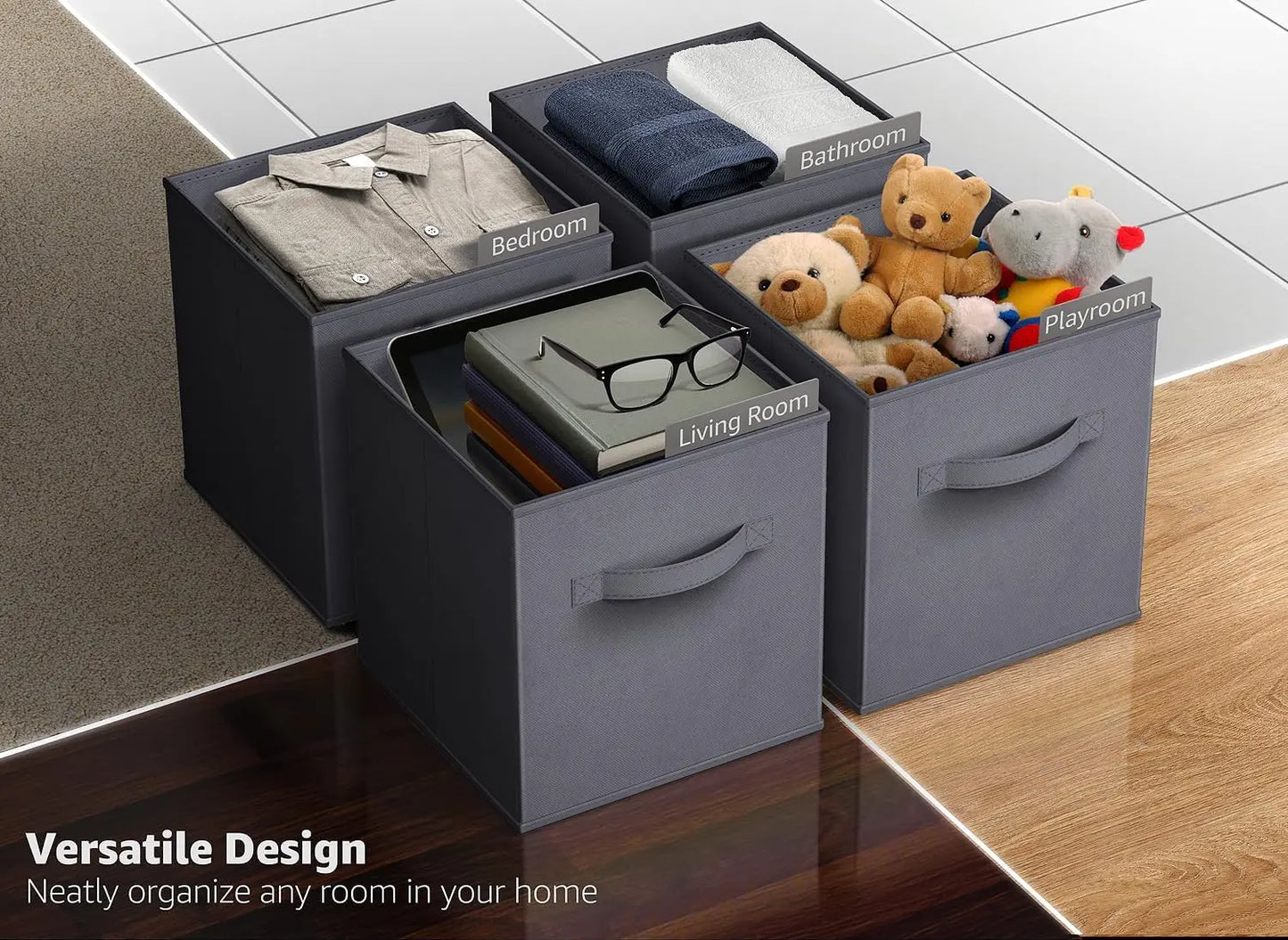 Fabric Storage Cubes Foldable Bins For Pantry And Toys