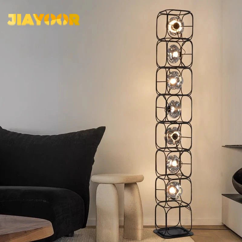 JIAYOOR LED Metal Floor Lamp Chrome Finish Modern Bauhaus Style