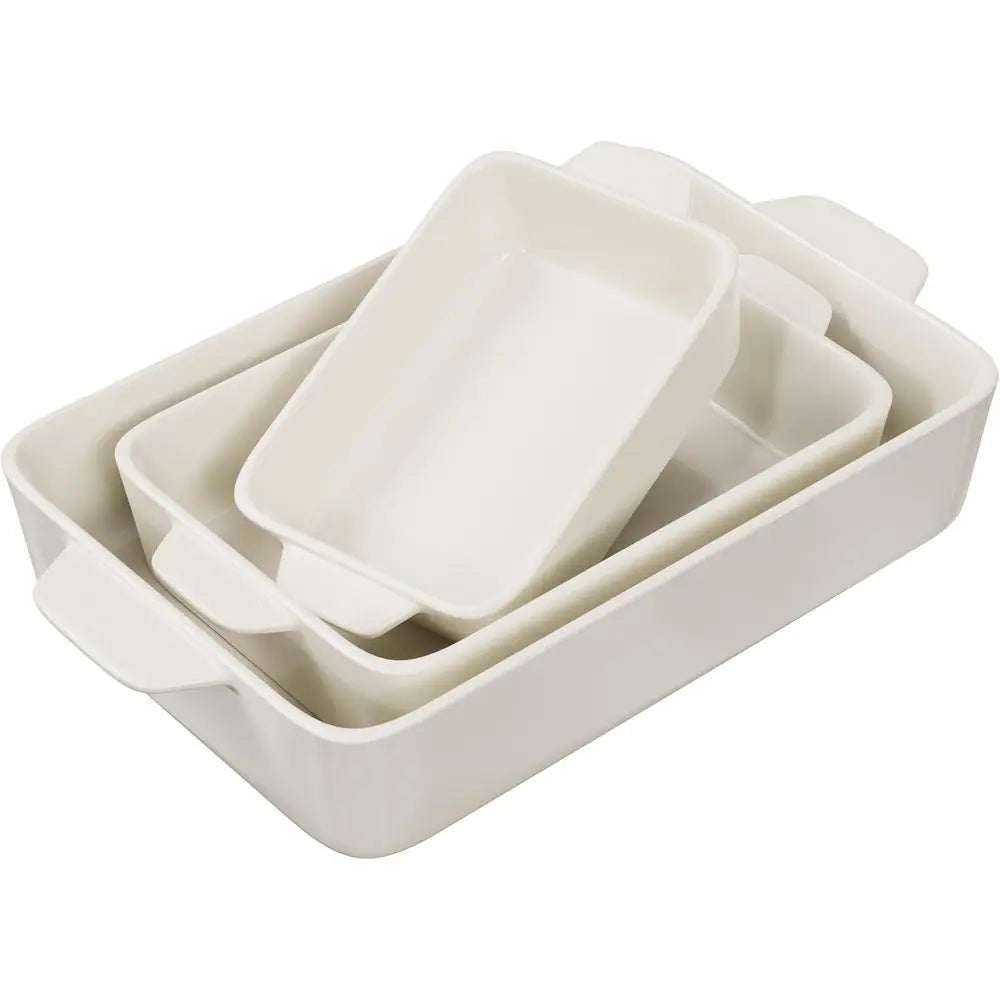 Premium Stainless Bakeware Set 3 Piece Microwave And Dishwasher Safe