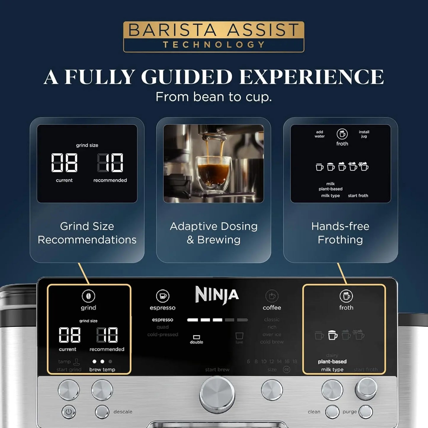 Luxe Café Premier 3-In-1 Espresso Machine With Built-In Grinder